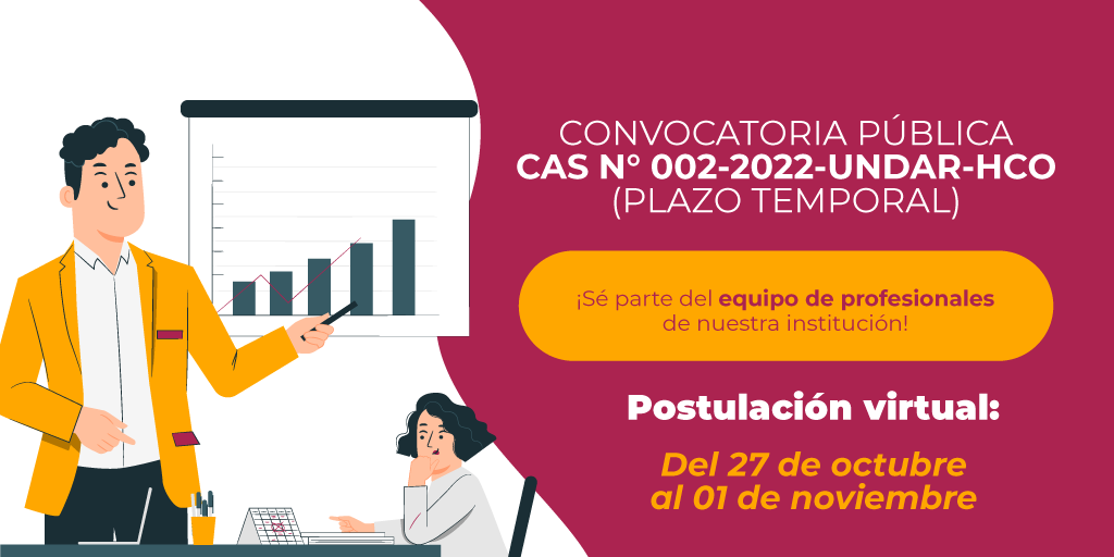 Banner de la Convocatoria CAS N° 002-2022-UNDAR-HCO (Plazo temporal)
