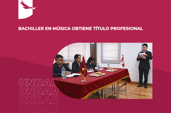 Banner de noticia: Bachiller en Música obtiene título profesional.