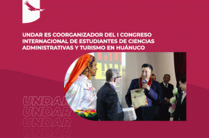 Banner de noticia: UNDAR es coorganizador del I Congreso Internacional de Estudiantes de Ciencias Administrativas y Turismo en Huánuco.