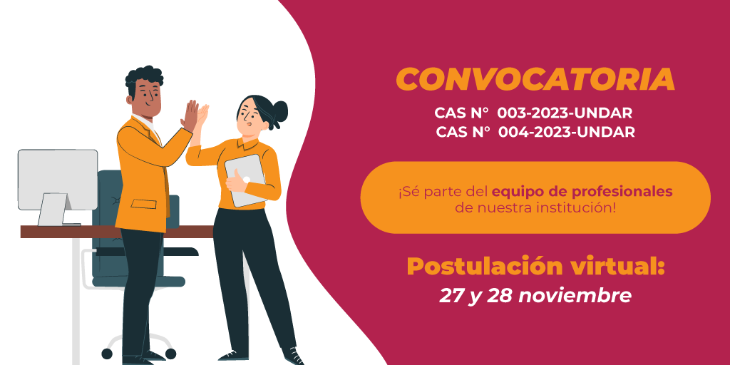 Banner de la Convocatoria CAS N° 003-2023-UNDAR-HCO Y CAS N° 004-2023-UNDAR-HCO