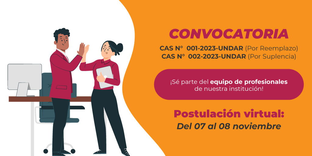 Banner de la Convocatoria CAS N° 001-2023-UNDAR-HCO (Reemplazo) Y CAS N° 002-2023-UNDAR-HCO (Suplencia)