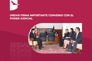 Banner de noticia: UNDAR firma importante convenio con el Poder Judicial.