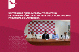 Banner de noticia: Universidad firma importante convenio de cooperación con el alcalde de la Municipalidad Provincial de Lauricocha.