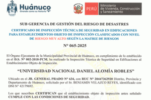 Banner de noticias: Foto certificado de inspección